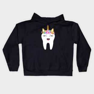 Unicorn Tooth Dentist Tooth Fairy Gift First Tooth Kids Hoodie